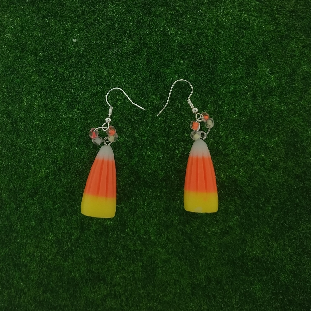 LAST ONE Candy Corn Handmade earrings MadeByCJ - Picture 3 of 5